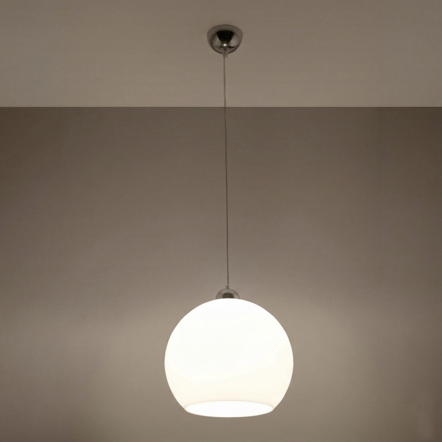 BALL pendant light on cable 1xE27/15W/230V Ø 30 cm white/glossy chrome