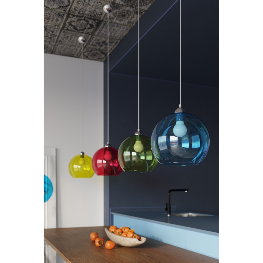 BALL pendant light on cable 1xE27/15W/230V Ø 30 cm white/glossy chrome