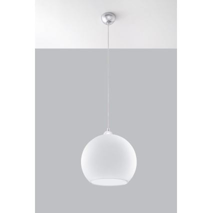 BALL pendant light on cable 1xE27/15W/230V Ø 30 cm white/glossy chrome