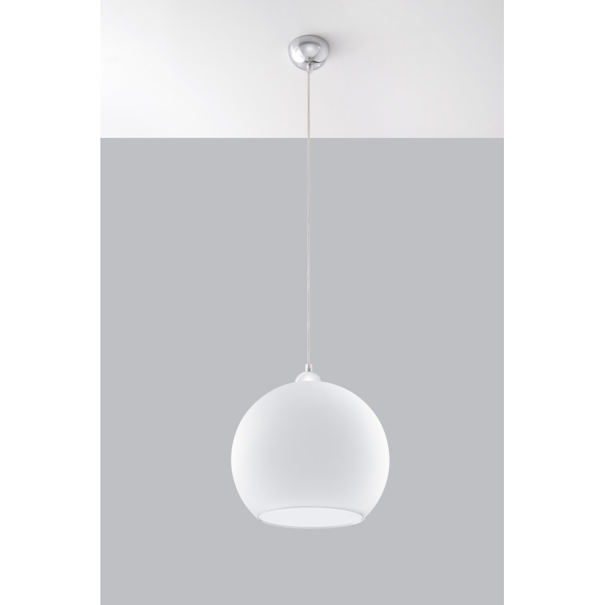 BALL pendant light on cable 1xE27/15W/230V Ø 30 cm white/glossy chrome