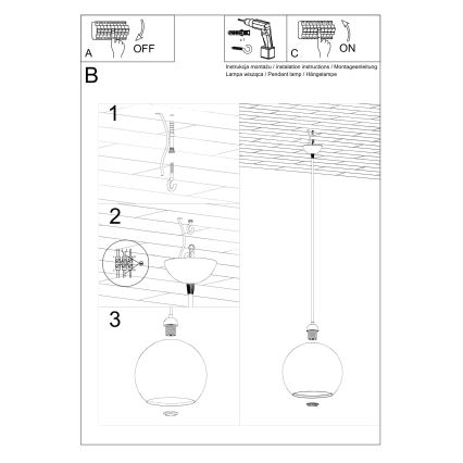 BALL pendant light on cable 1xE27/15W/230V Ø 30 cm white/glossy chrome