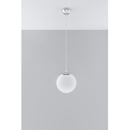 Pendant on cable UGO 1xE27/15W/230V Ø 20 cm white/polished chrome