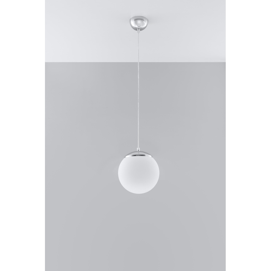 Pendant on cable UGO 1xE27/15W/230V Ø 20 cm white/polished chrome