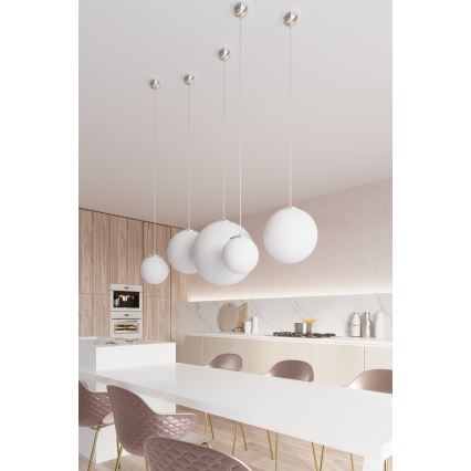 UGO Cable Pendant Light 1xE27/15W/230V, Ø 30 cm, White/Polished Chrome