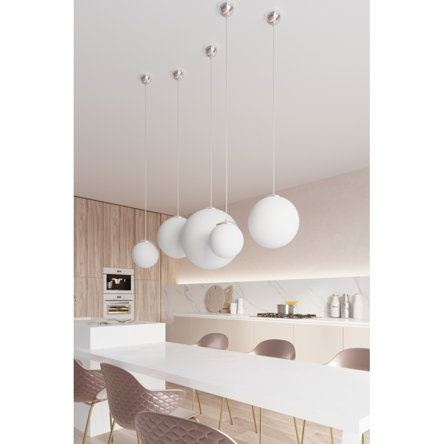 UGO Cable Pendant Light 1xE27/15W/230V, Ø 30 cm, White/Polished Chrome