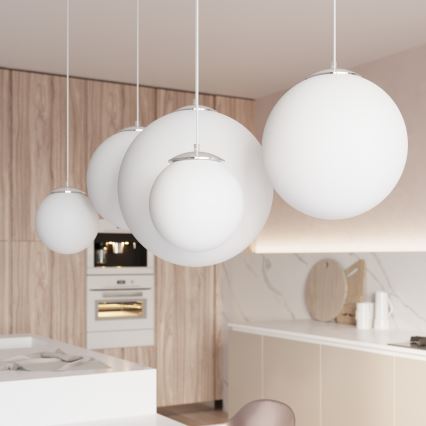 UGO Cable Pendant Light 1xE27/15W/230V, Ø 30 cm, White/Polished Chrome