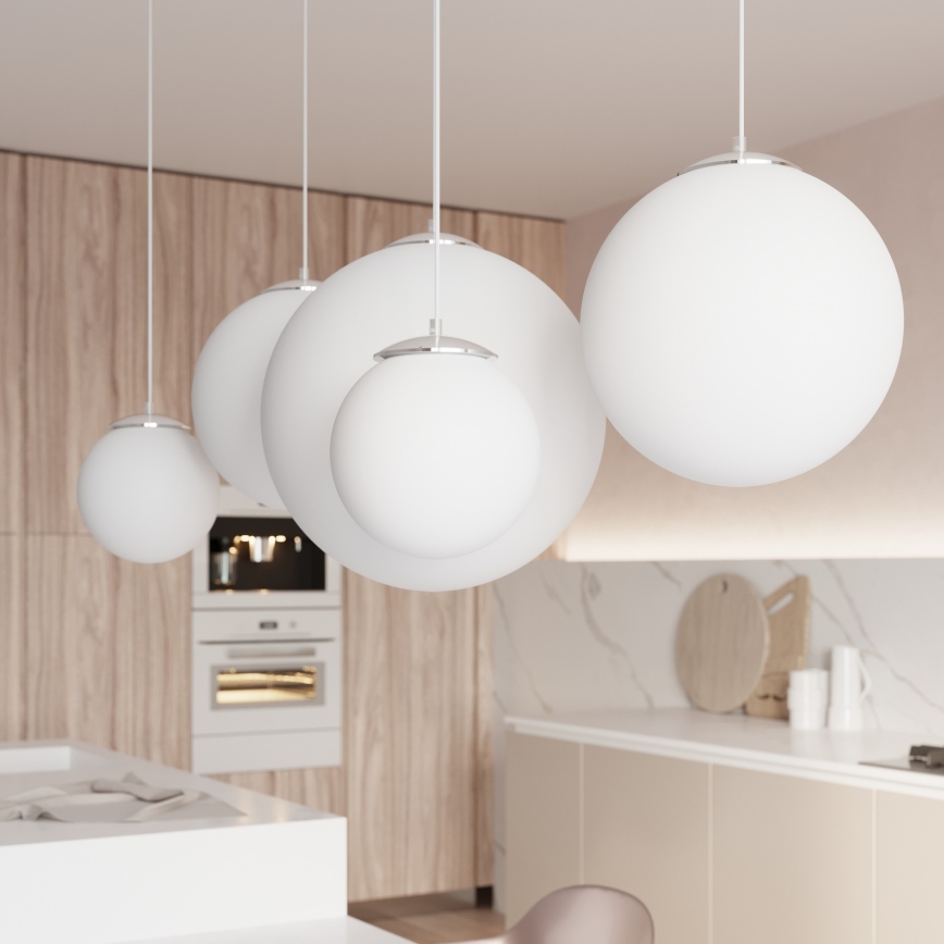 UGO Cable Pendant Light 1xE27/15W/230V, Ø 30 cm, White/Polished Chrome