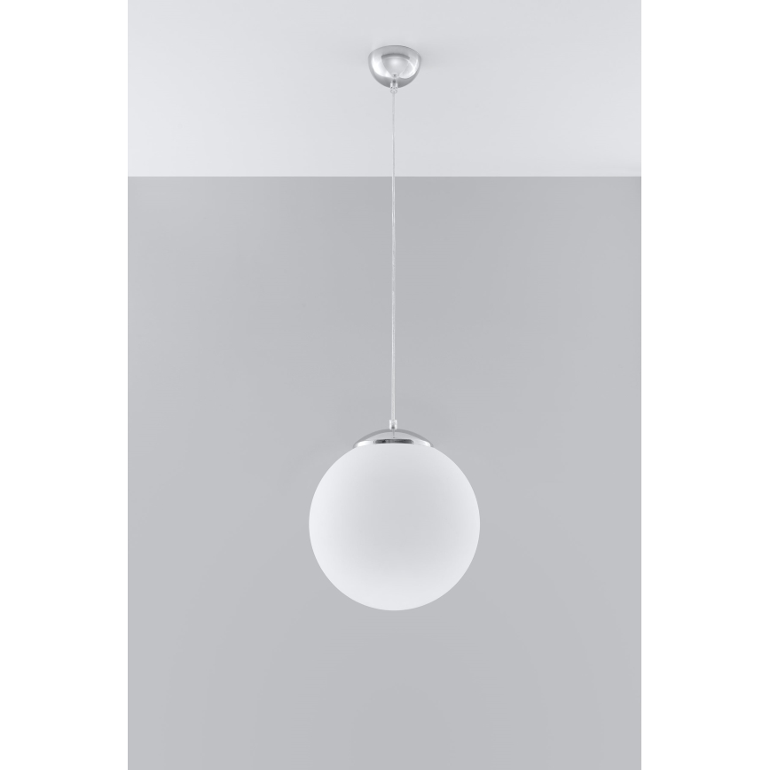 UGO Cable Pendant Light 1xE27/15W/230V, Ø 30 cm, White/Polished Chrome