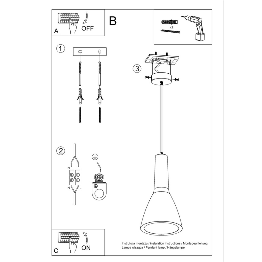 Chandelier on a string EMPOLI 1xE27/15W/230V concrete