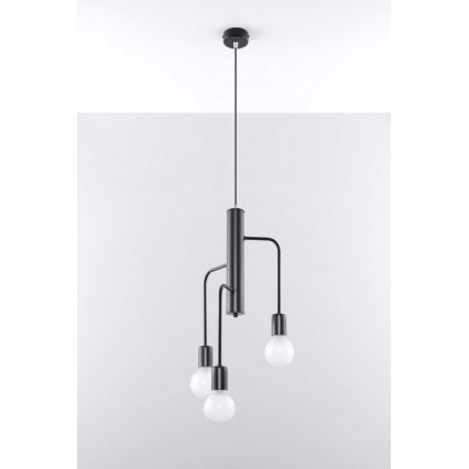 Sollux SL.0302 - Chandelier on a string DUOMO 3M 3xE27/60W/230V black