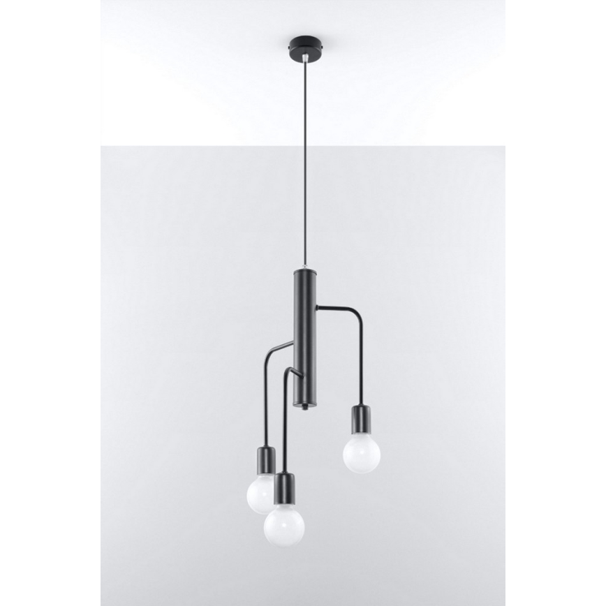 Sollux SL.0302 - Chandelier on a string DUOMO 3M 3xE27/60W/230V black
