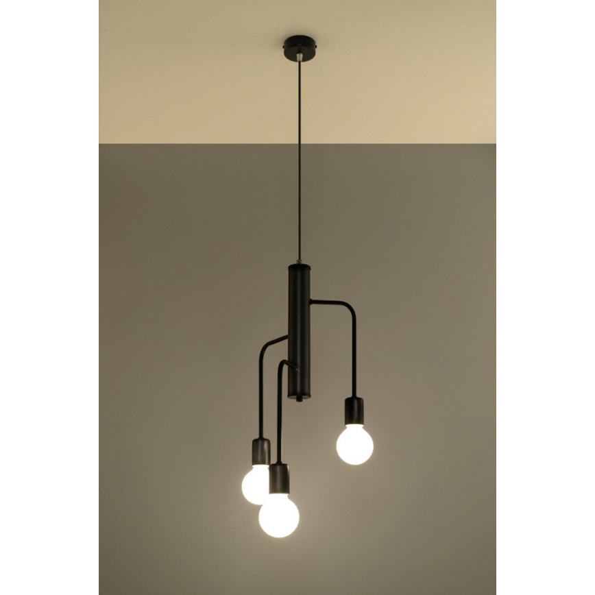 Sollux SL.0302 - Chandelier on a string DUOMO 3M 3xE27/60W/230V black