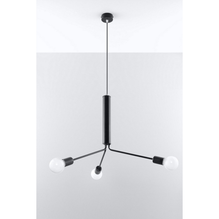 Sollux SL.0303 - Chandelier on a string DUOMO 3D 3xE27/60W/230V black