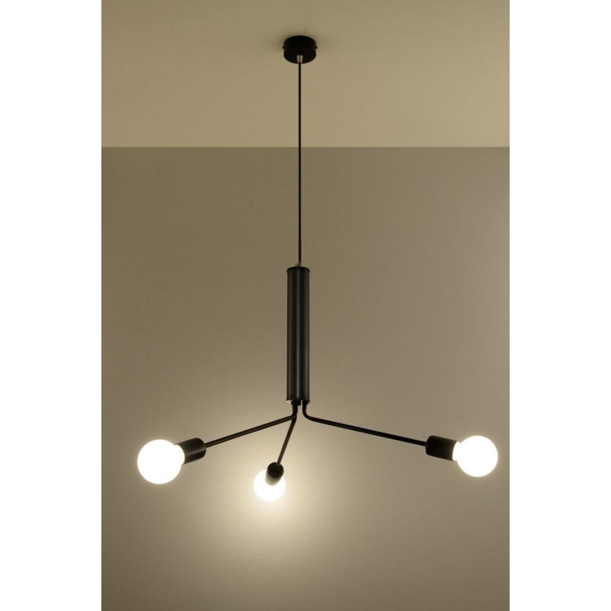 Sollux SL.0303 - Chandelier on a string DUOMO 3D 3xE27/60W/230V black