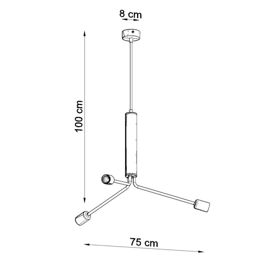 Sollux SL.0303 - Chandelier on a string DUOMO 3D 3xE27/60W/230V black