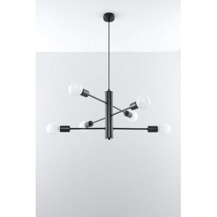 Sollux SL.0305 - Chandelier on a string DUOMO 6 6xE27/60W/230V black