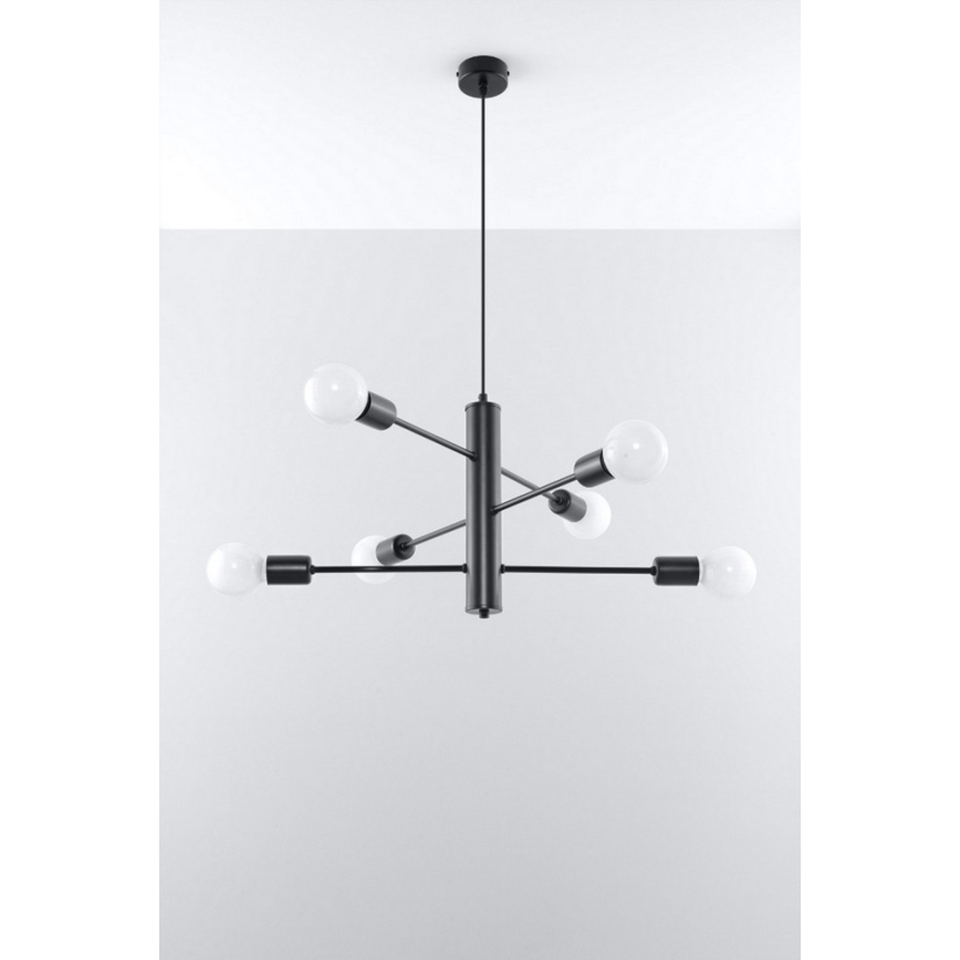 Sollux SL.0305 - Chandelier on a string DUOMO 6 6xE27/60W/230V black