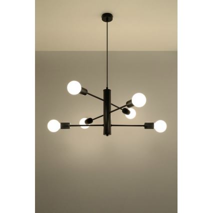 Sollux SL.0305 - Chandelier on a string DUOMO 6 6xE27/60W/230V black