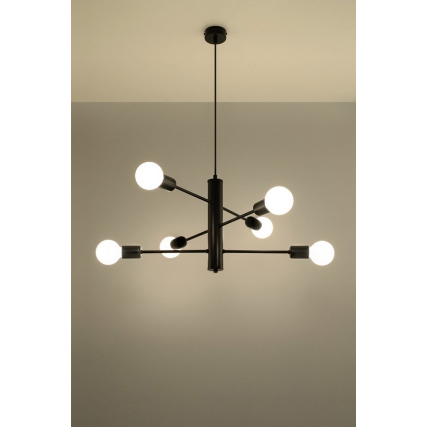 Sollux SL.0305 - Chandelier on a string DUOMO 6 6xE27/60W/230V black