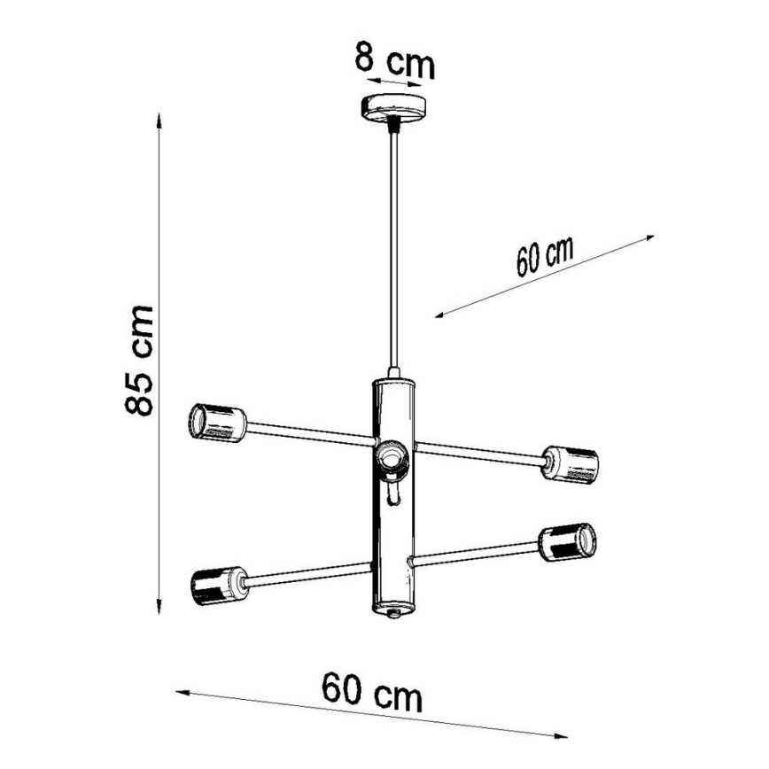 Sollux SL.0305 - Chandelier on a string DUOMO 6 6xE27/60W/230V black