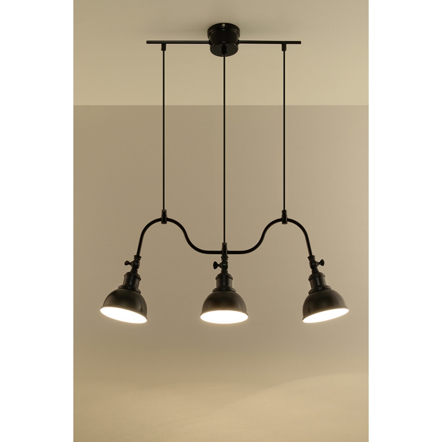 Sollux SL.0309 - Chandelier on a string MARE 3 3xE27/60W/230V black