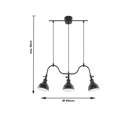 Sollux SL.0309 - Chandelier on a string MARE 3 3xE27/60W/230V black
