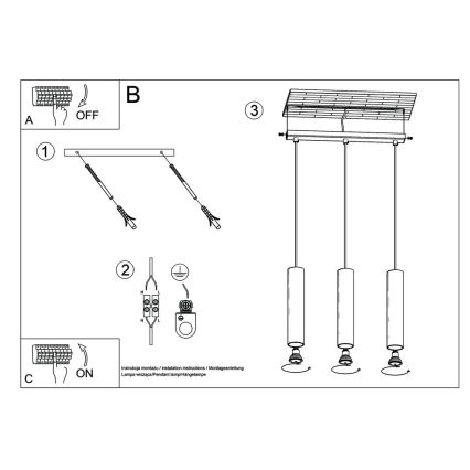 Chandelier on a string LAGOS 3 3xGU10/10W/230V white