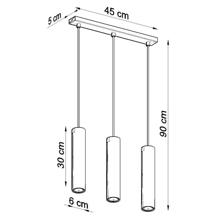 Chandelier on a string LAGOS 3 3xGU10/10W/230V black