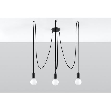 Chandelier on a string EDISON 3 3xE27/60W/230V spider black