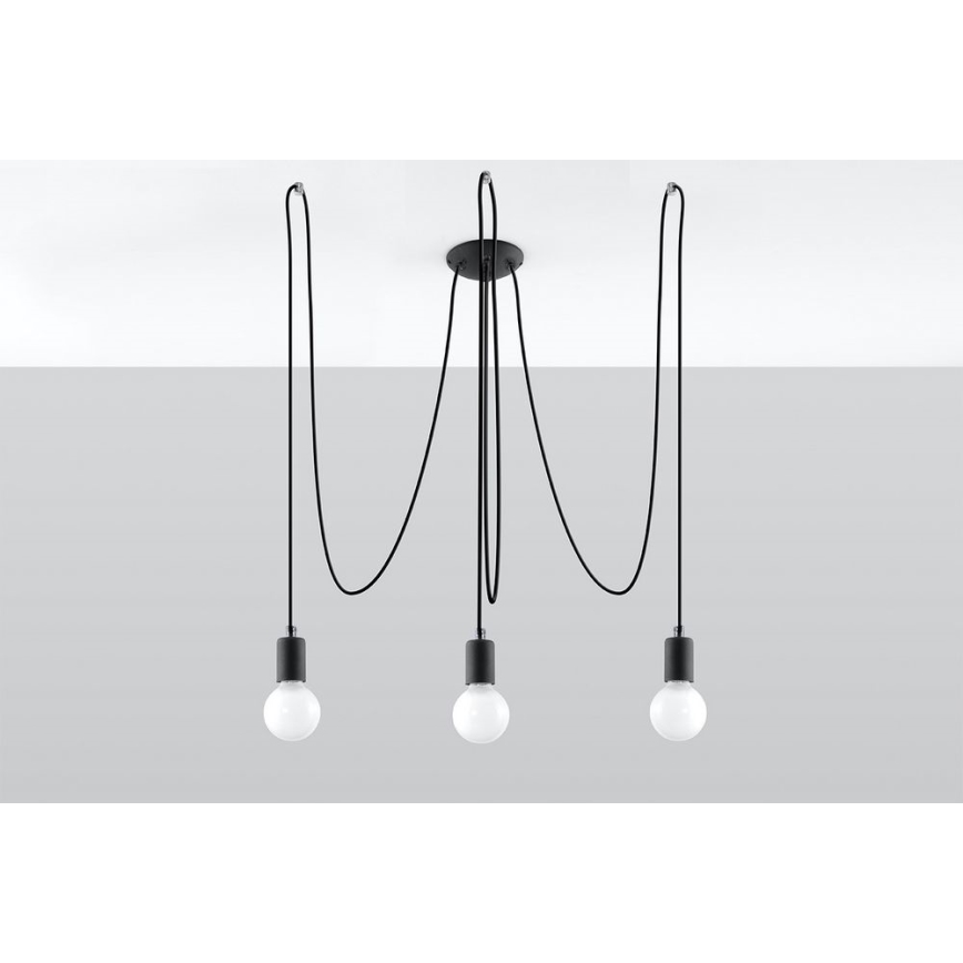 Chandelier on a string EDISON 3 3xE27/60W/230V spider black