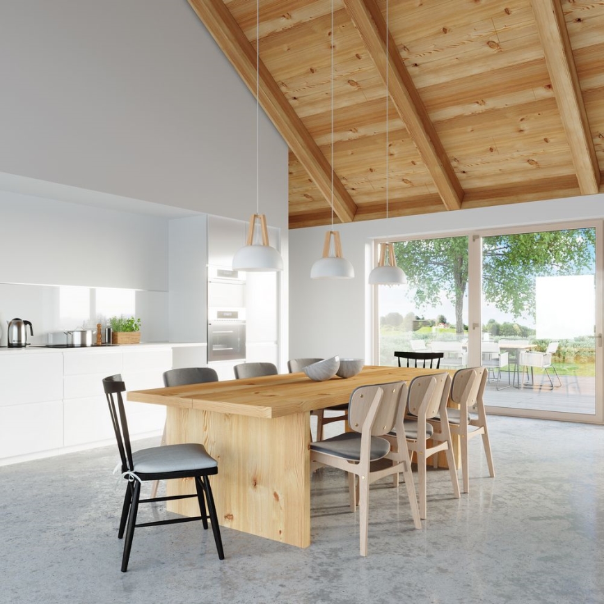 Chandelier on a string CASCO 1xE27/60W/230V d. 30 cm birch