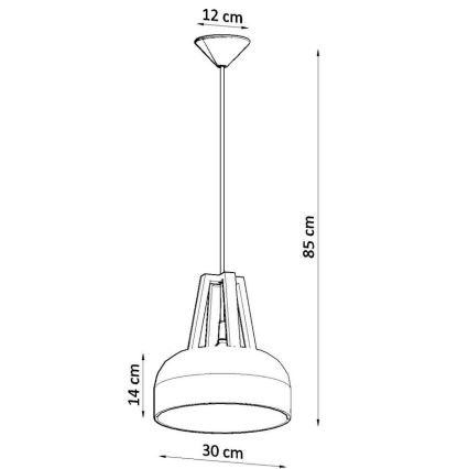 Chandelier on a string CASCO 1xE27/60W/230V d. 30 cm birch