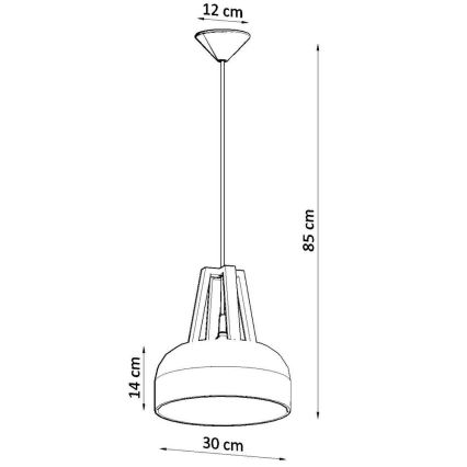 Chandelier on a string CASCO 1xE27/60W/230V d. 30 cm birch