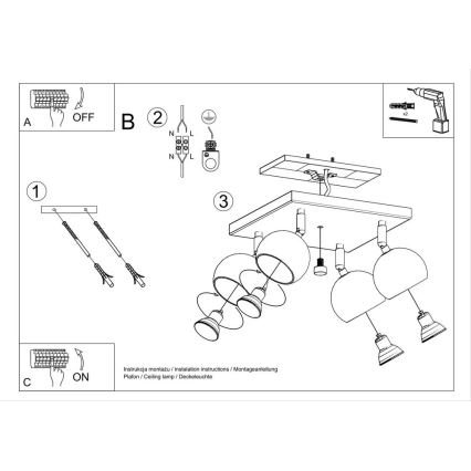 Ceiling spotlight OCULARE 4xGU10/10W/230V