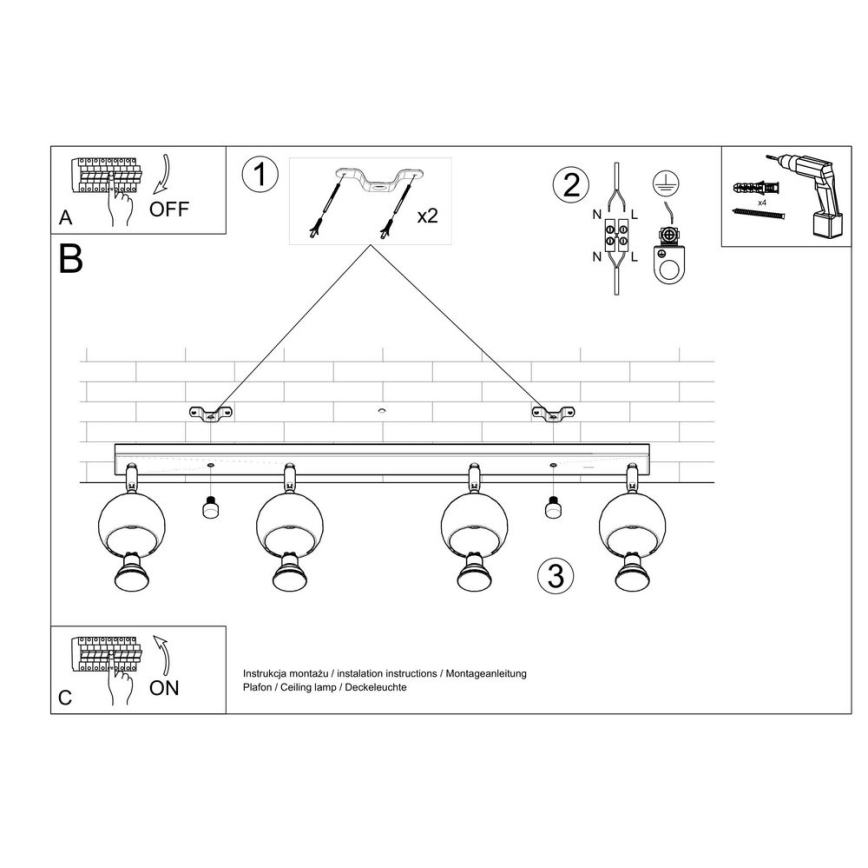Ceiling spotlight OCULARE 4xGU10/10W/230V