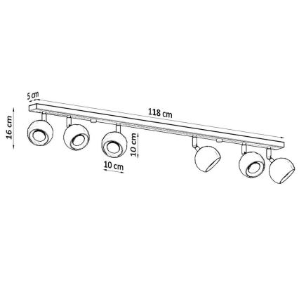 Ceiling spotlight OCULARE 6xGU10/10W/230V