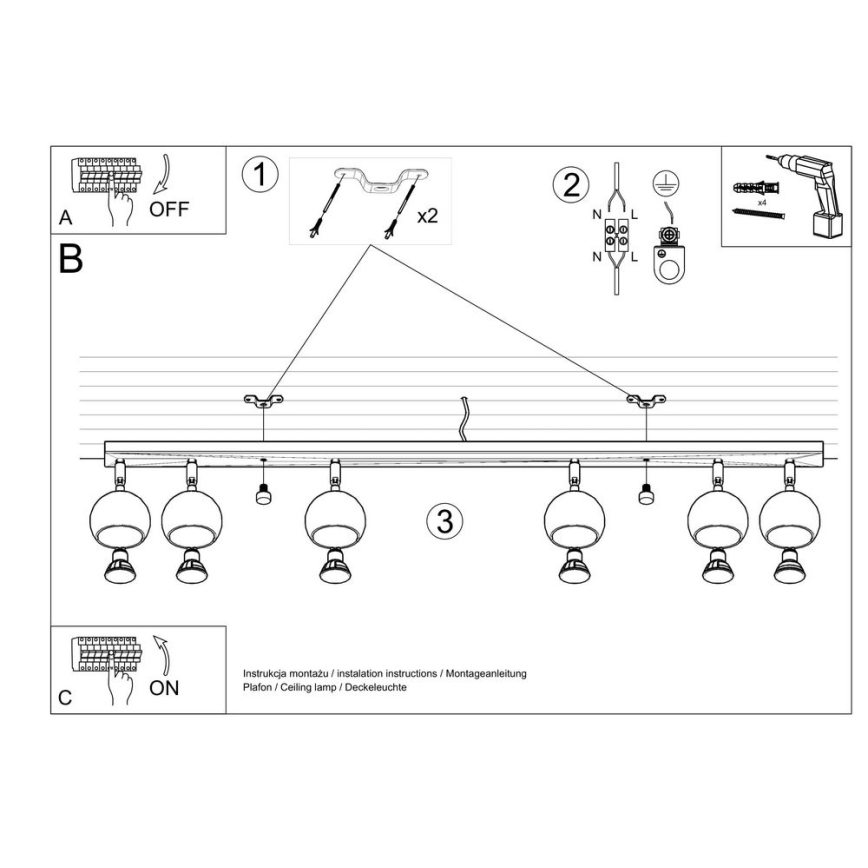 Ceiling spotlight OCULARE 6xGU10/10W/230V