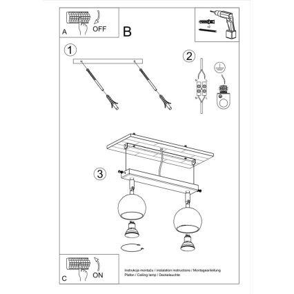 Ceiling spotlight OCULARE 2xGU10/10W/230V