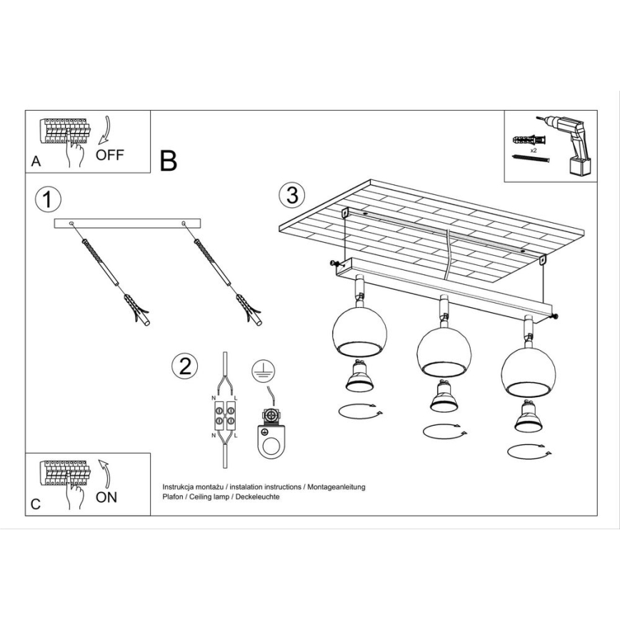 Ceiling spotlight OCULARE 3xGU10/10W/230V