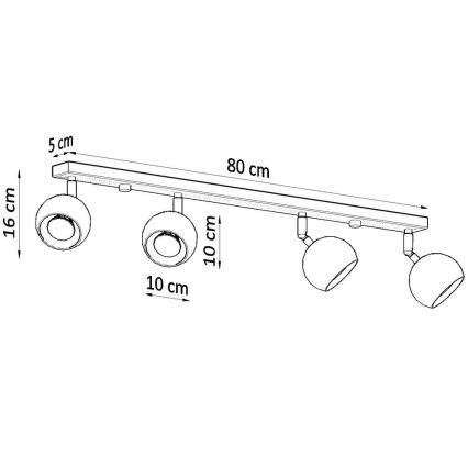 Ceiling spotlight OCULARE 4xGU10/10W/230V