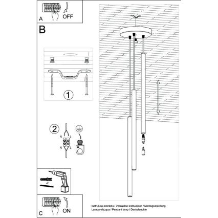 Chandelier on a string PASTELO 3xG9/8W/230V white