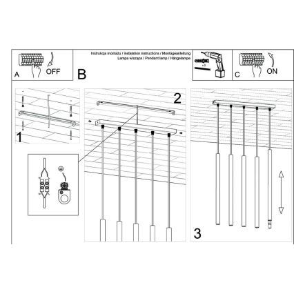 Chandelier on a string PASTELO 5xG9/8W/230V white