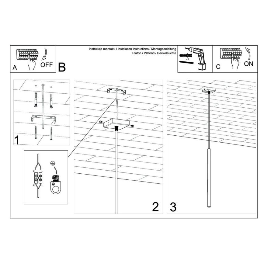 Chandelier on a string PASTELO 1xG9/8W/230V black
