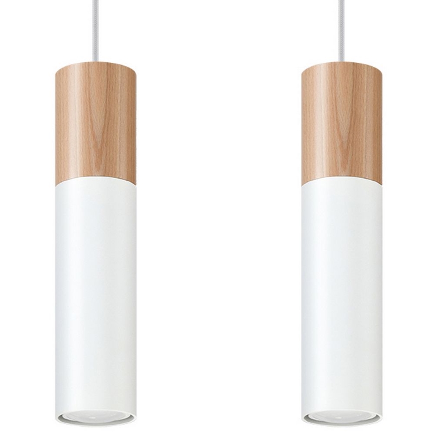 Chandelier on a string PABLO 2xGU10/40W/230V white/beech