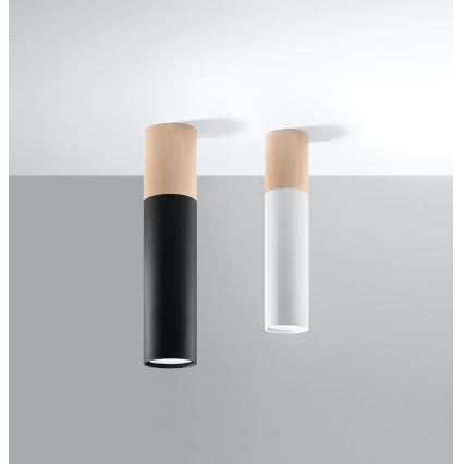 Ceiling light PABLO 1xGU10/40W/230V white/beech