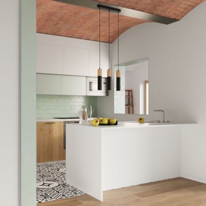 Chandelier on a string PABLO 1xGU10/40W/230V black/beech