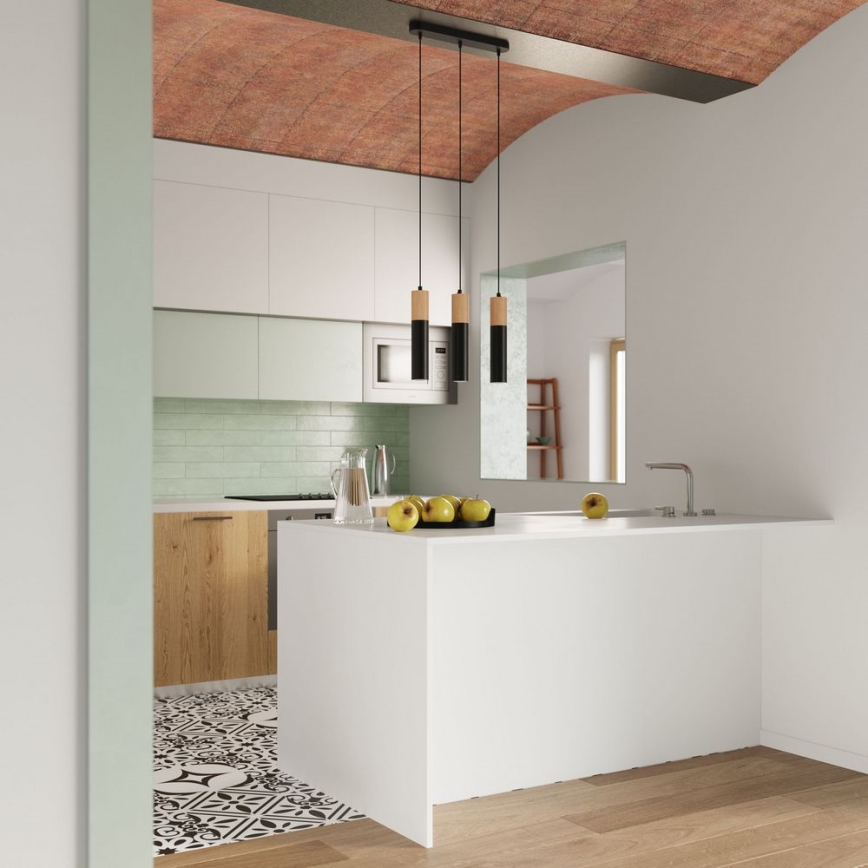 Chandelier on a string PABLO 1xGU10/40W/230V black/beech