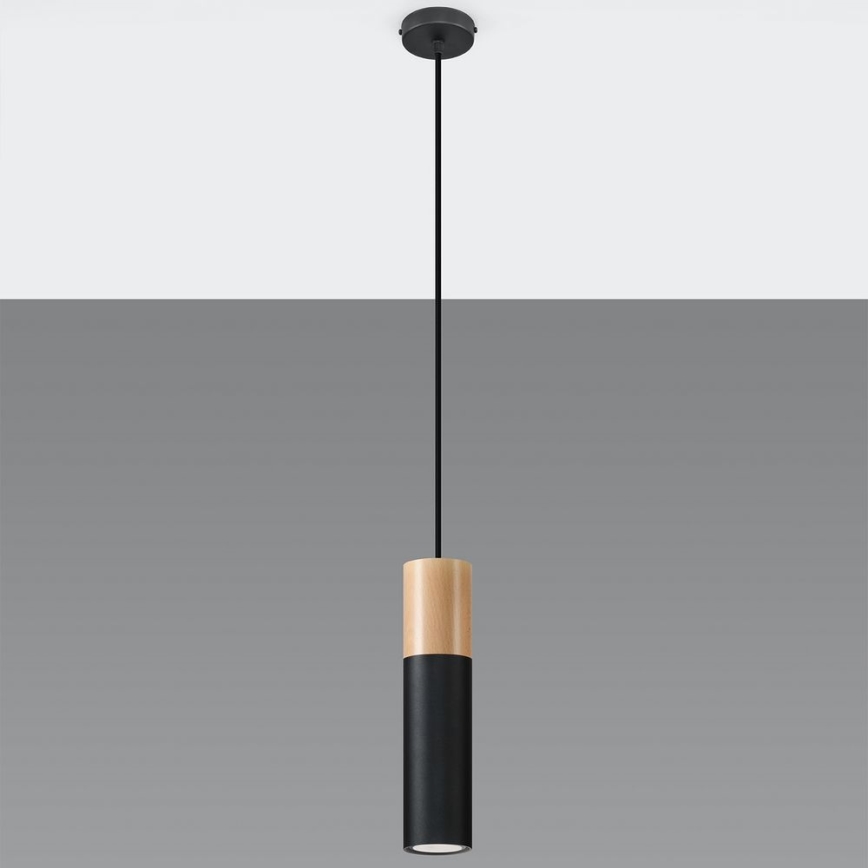 Chandelier on a string PABLO 1xGU10/40W/230V black/beech