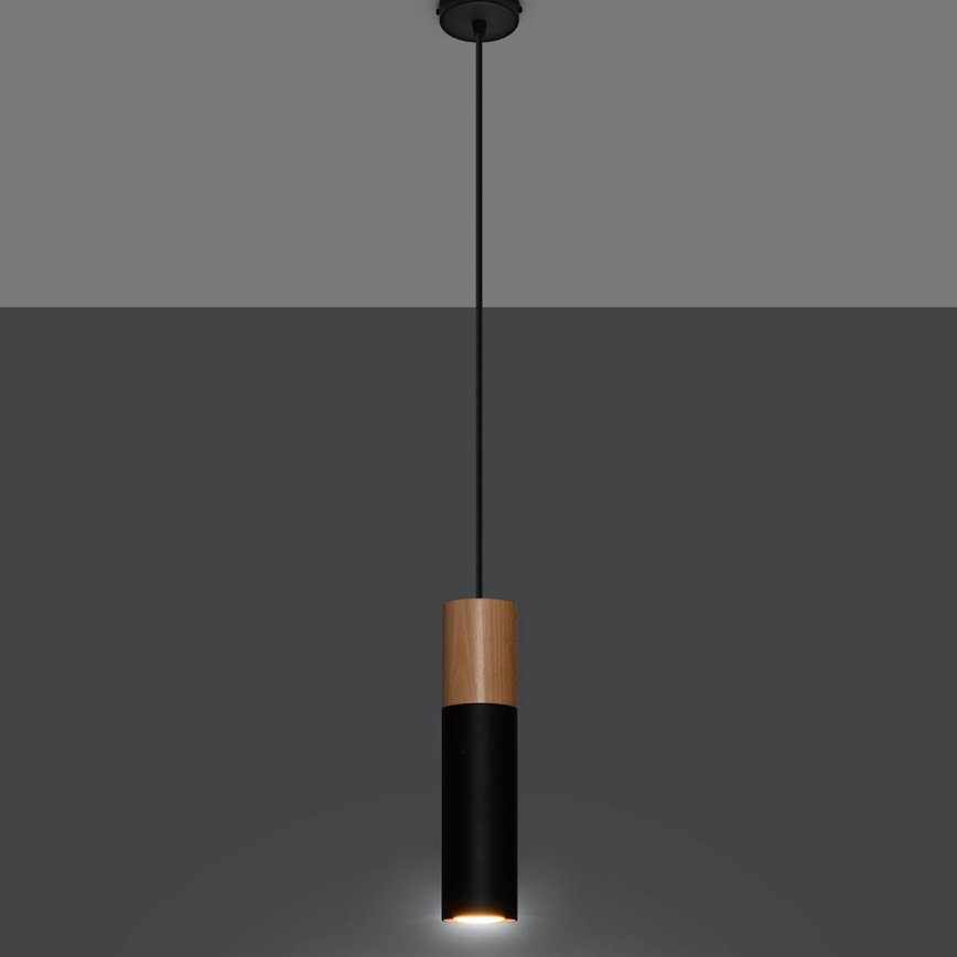 Chandelier on a string PABLO 1xGU10/40W/230V black/beech
