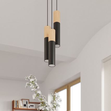 Chandelier on a string PABLO 2xGU10/40W/230V black/beech